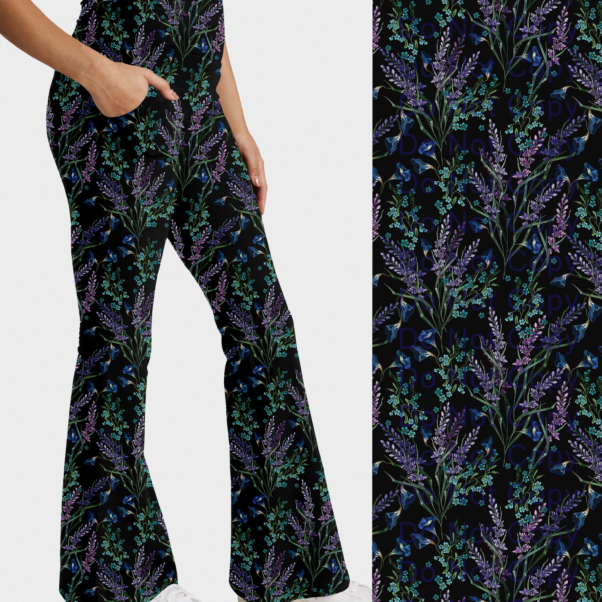 RTS - Lavender Meadow Flare Leggings w/ Pockets