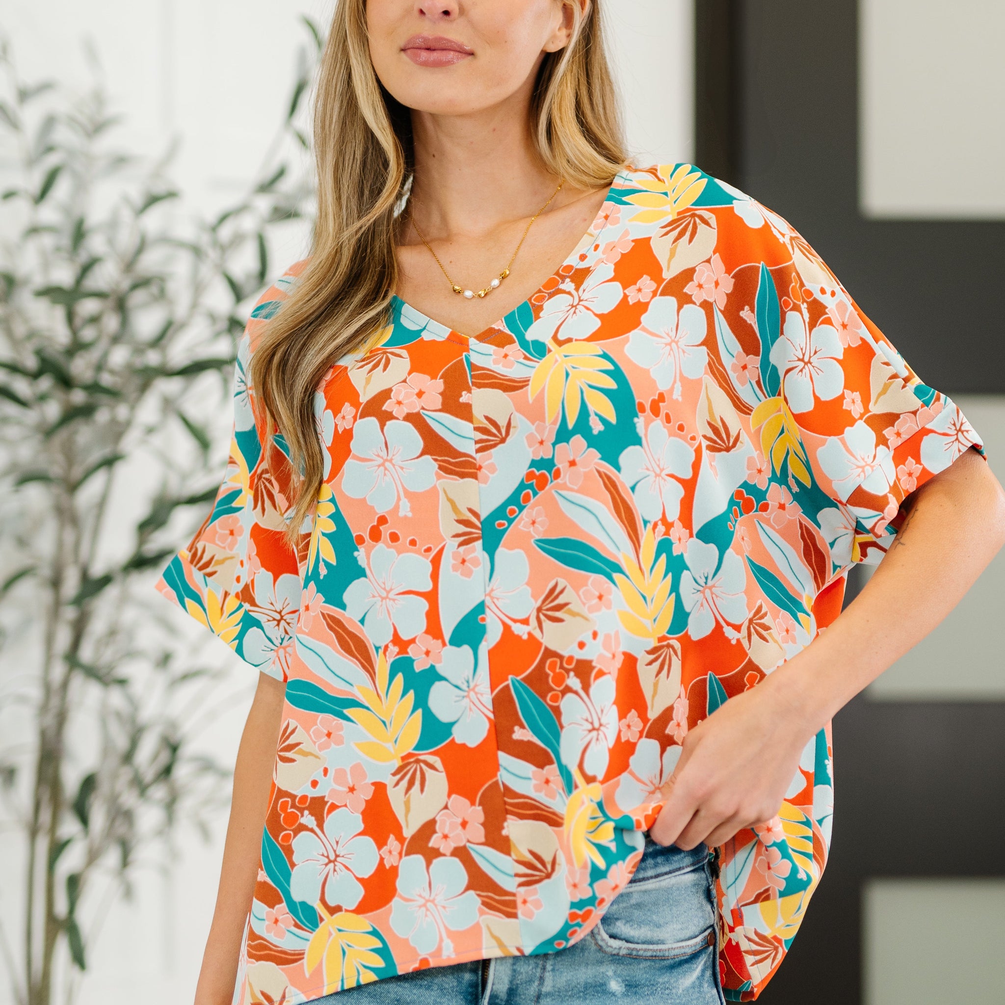 Lei Me Down V-Neck Top