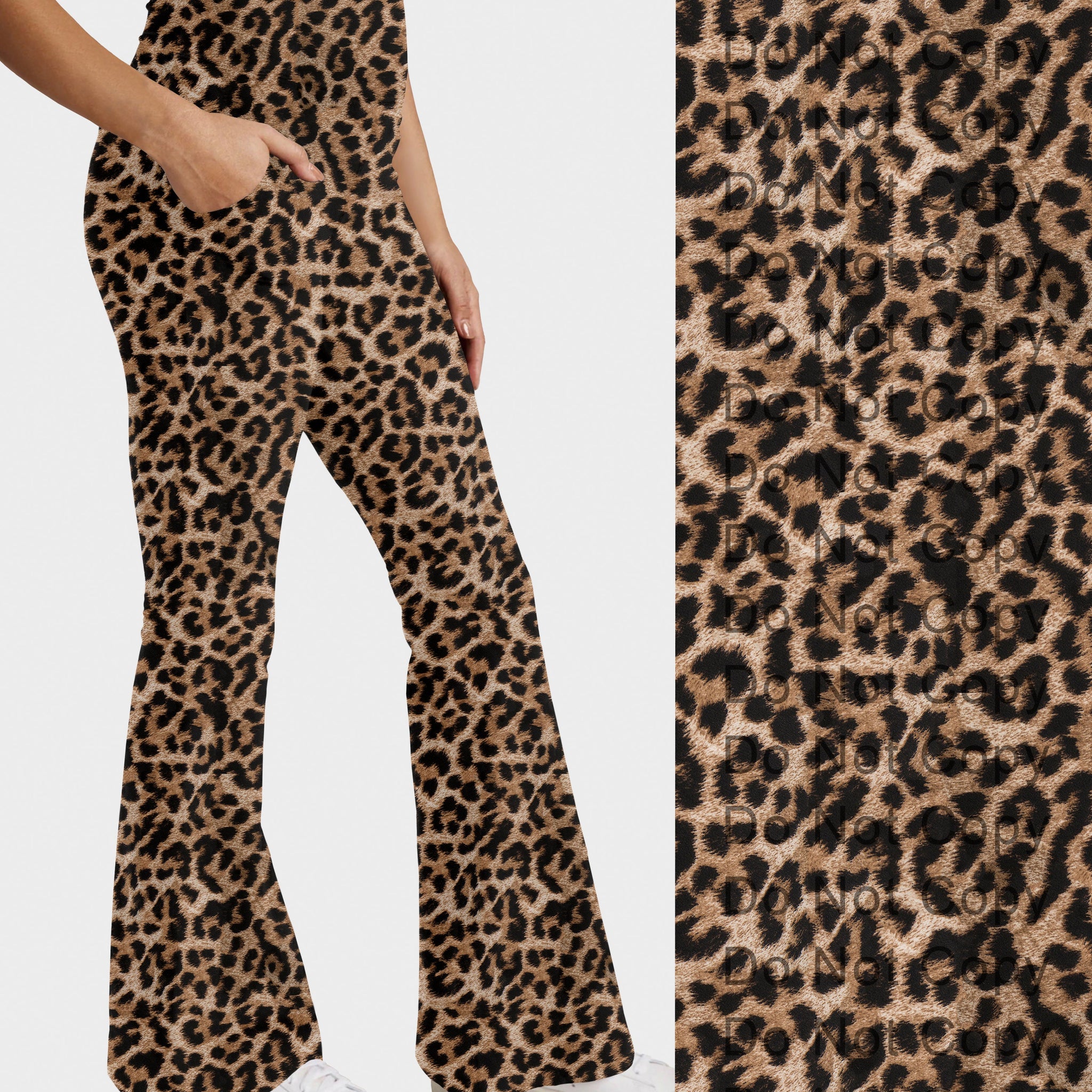RTS - Leopard Print Flare Leggings w/ Pockets