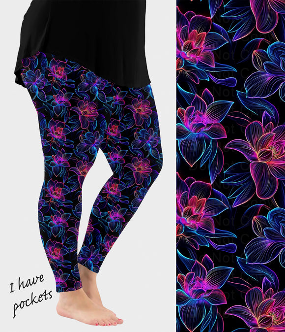 RTS - Luminous Flowers Leggings w/ Pockets