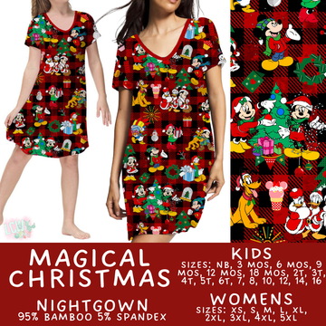 Ready to Ship - Magical Christmas Adult & Kid's Bamboo Nightgown - 5T, 6T, 10 & Adult L