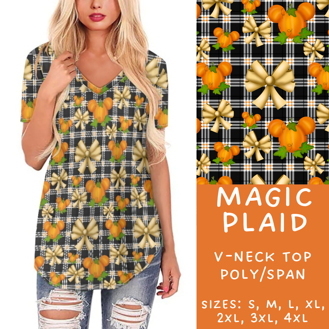 Batch #212 - Magical Fall Sets - Closes 10/8 - ETA mid Nov - Magic Plaid V-Neck Tee