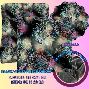 MANDALA - SOFT BLACK FLEECE THROWS 7 - PREORDER CLOSING 1/13