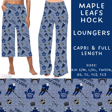 Batch #243 - Hockey - Closes 11/25 - ETA mid Jan - Maple Leafs Hock Capri and Full Length Loungers