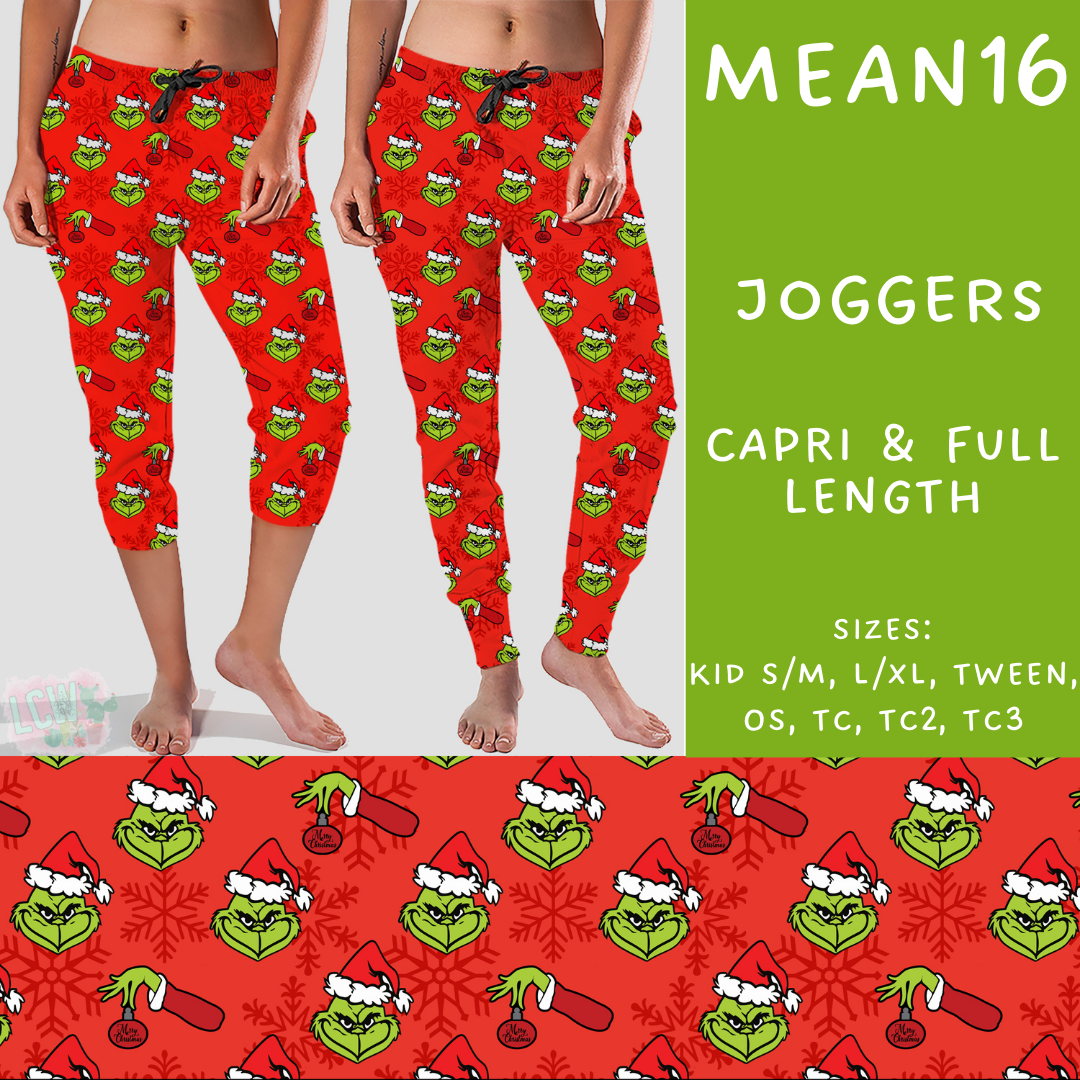 Batch #226 - Mr Mean - Closes 10/29 - ETA early/mid Dec - Mean16 Full and Capri Length Joggers