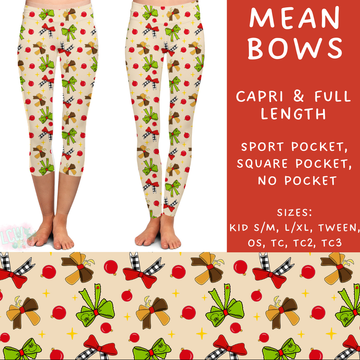 Batch #217 - Christmas Spirit - Closes 10/16 - ETA late Nov - Mean Bows Full and Capri Length Leggings