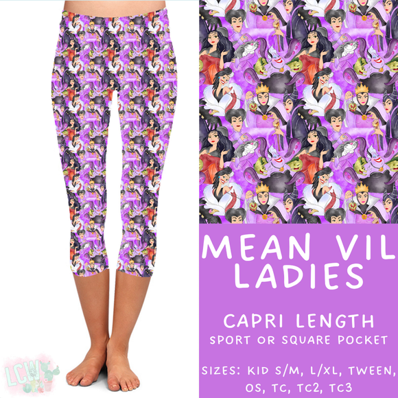 Ready to Ship - Mean Vil Ladies Capri Length Leggings - TC Square Pocket & TC2 Sport Pocket