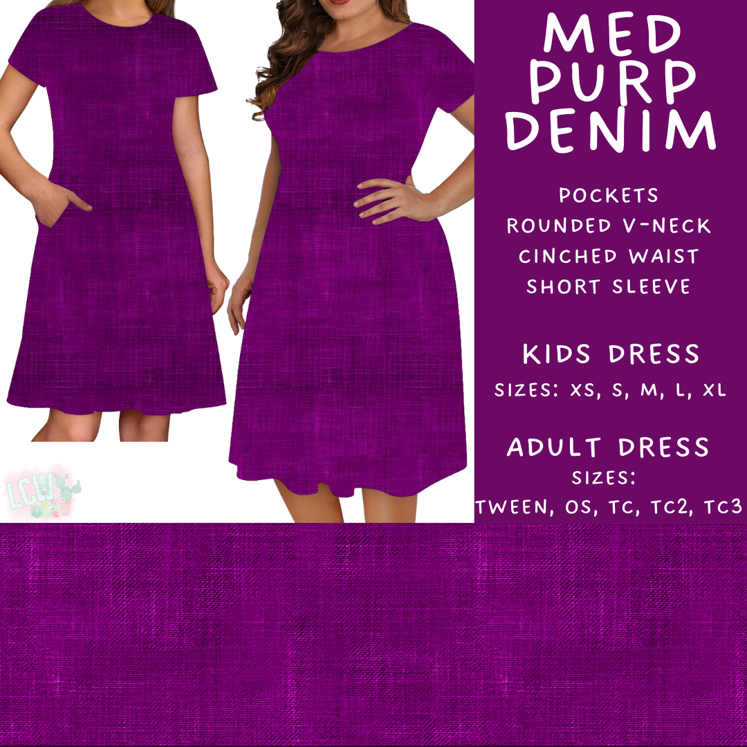 Batch #481 - Colorful Denim - Closes 1/26 - ETA late March - Med Purp Denim Adult & Kids Dresses