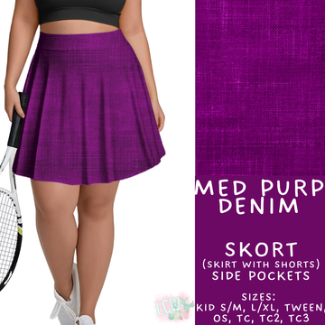 Batch #481 - Colorful Denim - Closes 1/26 - ETA late March - Med Purp Denim Skort