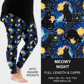 B319 - Preorder Meowy Night Leggings w/ Pockets (Closes 11/01. ETA: early Jan.)