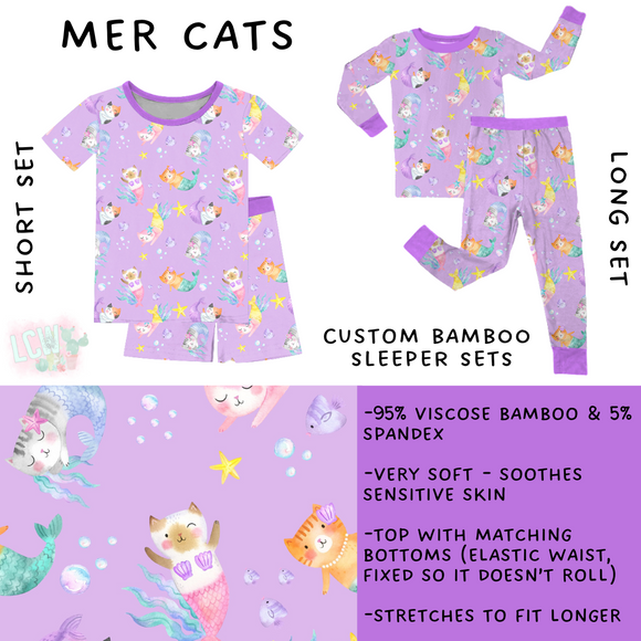 Ready to Ship - Mer Cats Bamboo Short Set - 4T & Long Sleeper Set - 4T