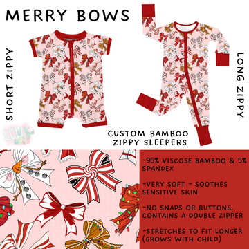Ready to Ship - Merry Bows Long Zippy Sleeper - 2T & 4T