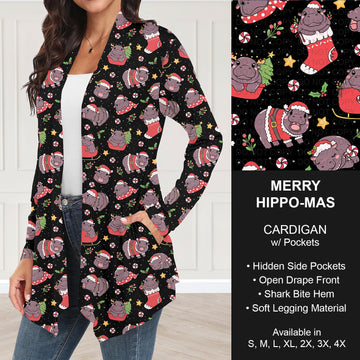B303 - Preorder Merry Hippo-mas Cardigan w/ Pockets (Closes 7/26. ETA: early Oct.)