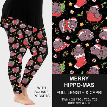 B303 - Preorder Merry Hippo-mas Leggings w/ Pockets (Closes 7/26. ETA: early Oct.)