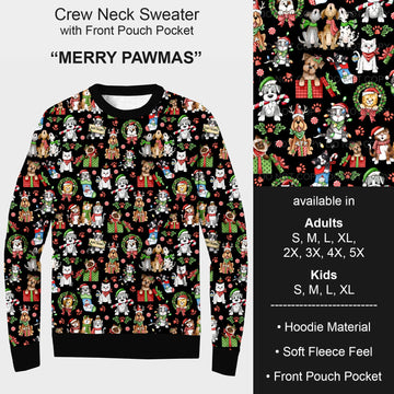 B185 - Preorder Merry Pawmas Sweater w/ Front Pocket (Closes 10/01. ETA early Dec.)