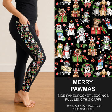 B312 - Preorder Merry Pawmas Side Panel Pocket Leggings (Closes 9/13. ETA: mid Nov.)