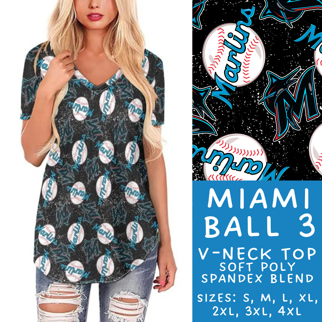 Batch #343 - Home Run Collection - Closes 5/22 - ETA mid July - Miami Ball 3 V-Neck Tee