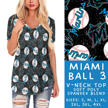 Batch #343 - Home Run Collection - Closes 5/22 - ETA mid July - Miami Ball 3 V-Neck Tee