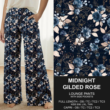 B317 - Preorder Midnight Gilded Rose Lounge Pants (Closes 10/18. ETA: late Dec.)