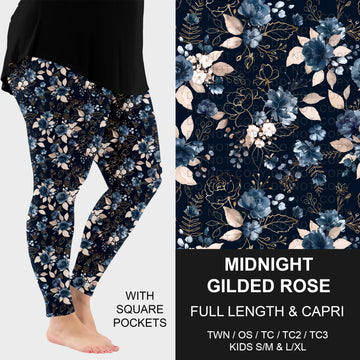 B317 - Preorder Midnight Gilded Rose Leggings w/ Pockets (Closes 10/18. ETA: late Dec.)