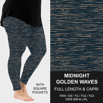 B316 - Preorder Midnight Golden Waves Leggings w/ Pockets (Closes 10/11. ETA: mid Dec.)