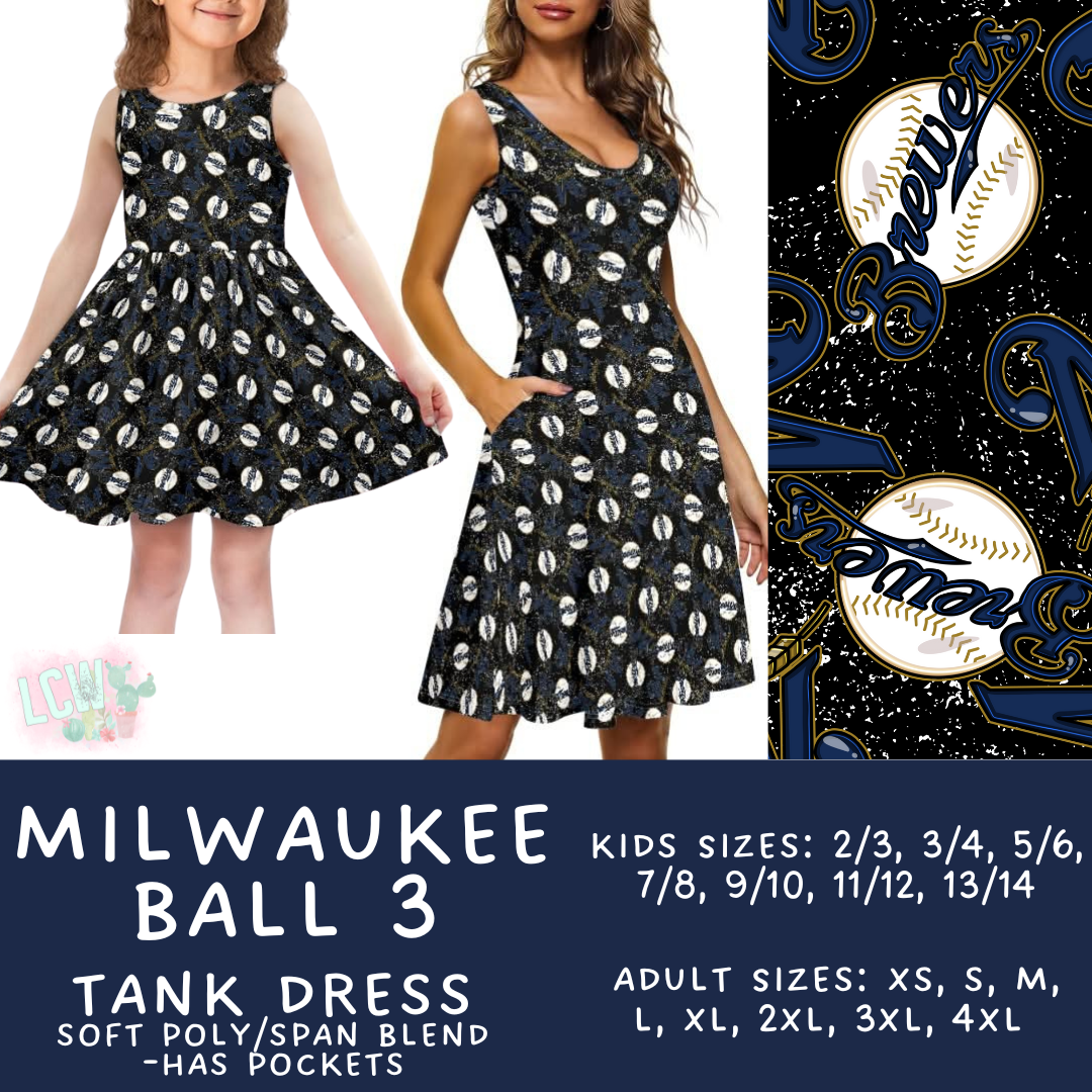 Batch #343 - Home Run Collection - Closes 5/22 - ETA mid July - Milwaukee Ball 3 Women's & Girl's Tank Dress