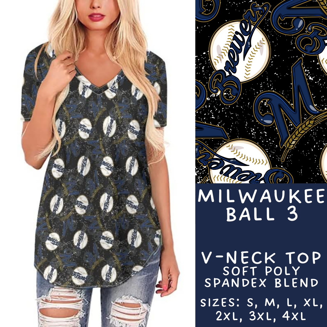 Batch #343 - Home Run Collection - Closes 5/22 - ETA mid July - Milwaukee Ball 3 V-Neck Tee