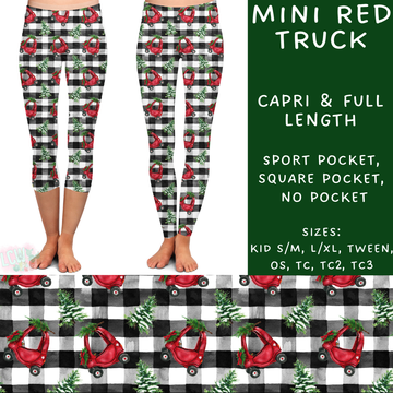 Batch #231 - Tis The Season - Closes 10/31 - ETA early/mid Dec - Mini Red Truck Full and Capri Length Leggings