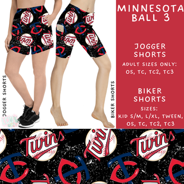 Batch #343 - Home Run Collection - Closes 5/22 - ETA mid July - Minnesota Ball 3 Biker & Jogger Shorts