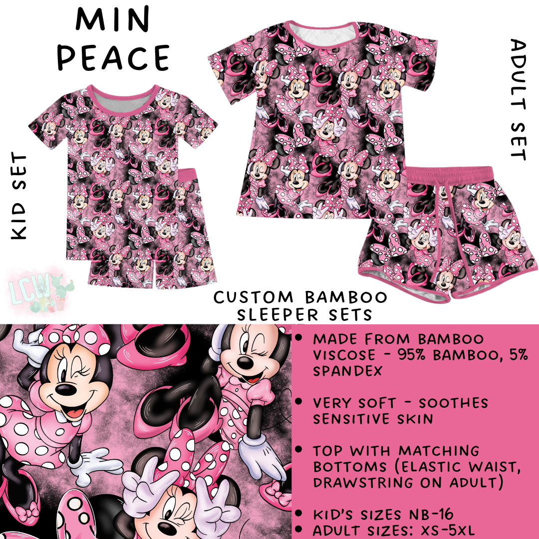 Ready To Ship - Min Peace Adult & Kid's Bamboo Short Sleeper Set - 6T & Adult XL