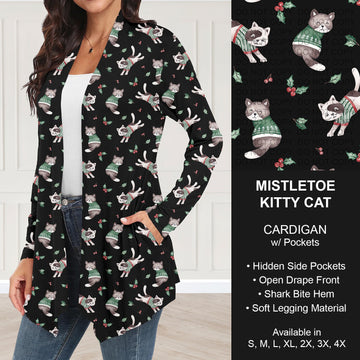 B303 - Preorder Mistletoe Kitty Cat Cardigan w/ Pockets (Closes 7/26. ETA: early Oct.)