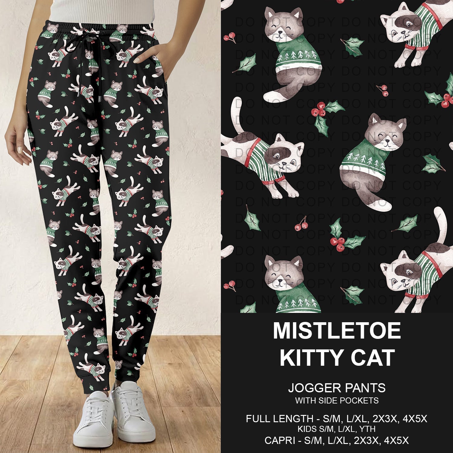 B303 - Preorder Mistletoe Kitty Cat Joggers (Closes 7/26. ETA: early Oct.)