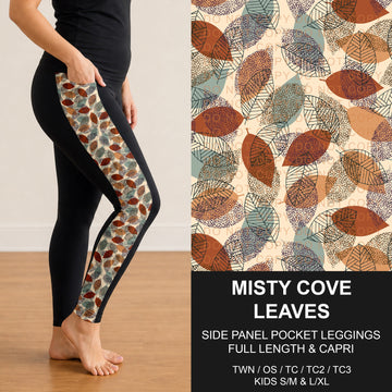 B308 - Preorder Misty Cove Leaves Side Panel Pocket Leggings (Closes 8/16. ETA: late Oct.)