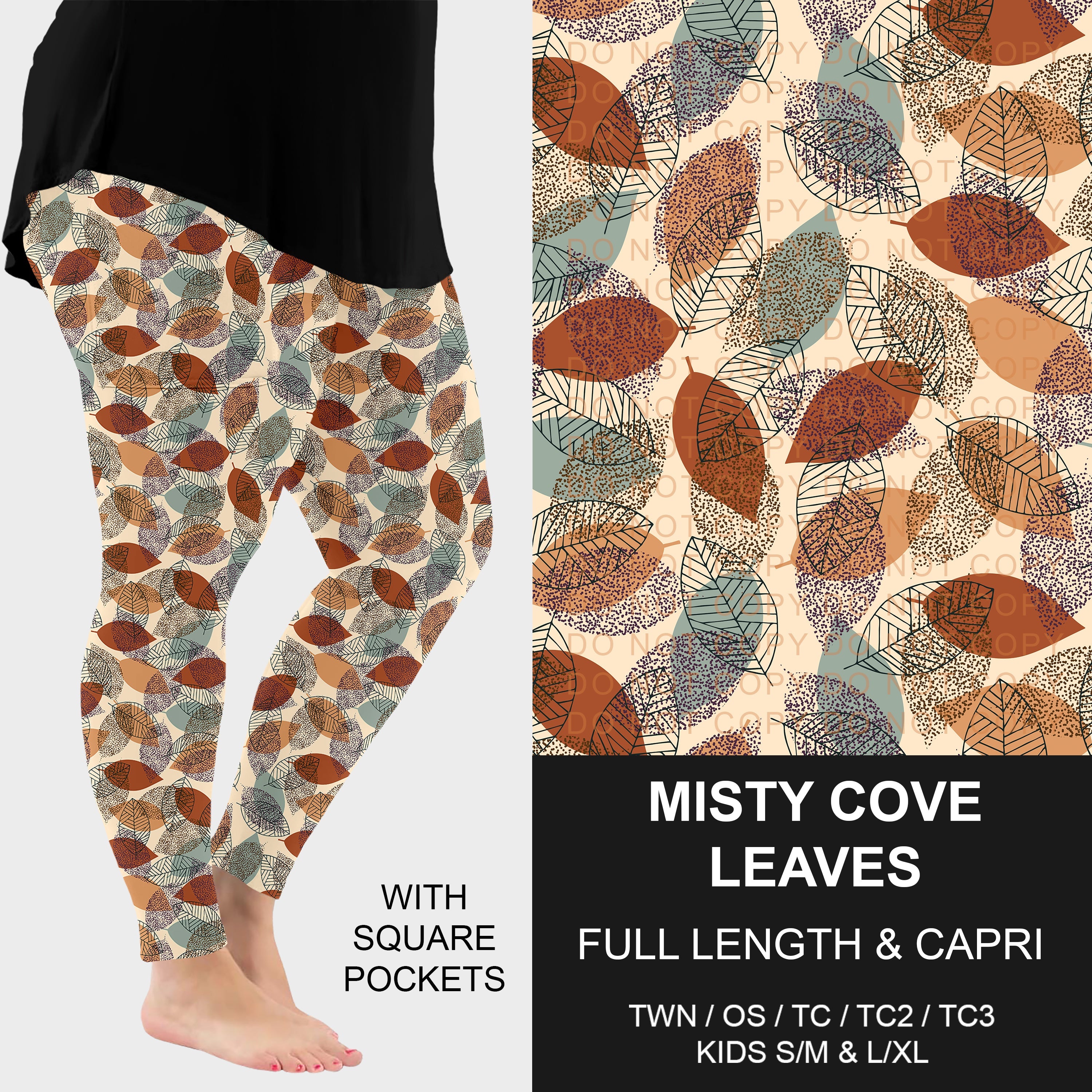 B308 - Preorder Misty Cove Leaves Leggings w/ Pockets (Closes 8/16. ETA: late Oct.)