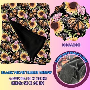 MONARCH - SOFT BLACK FLEECE THROWS 7 - PREORDER CLOSING 1/13