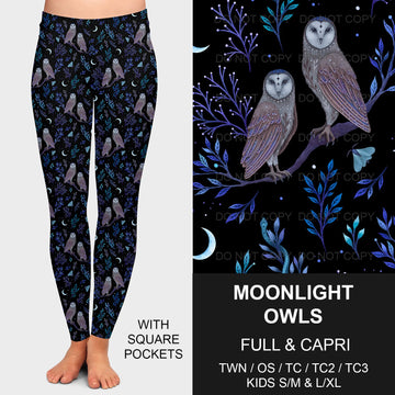 B206 - Preorder Moonlight Owls Leggings w/ Pockets (Closes 1/19. ETA: mid April)