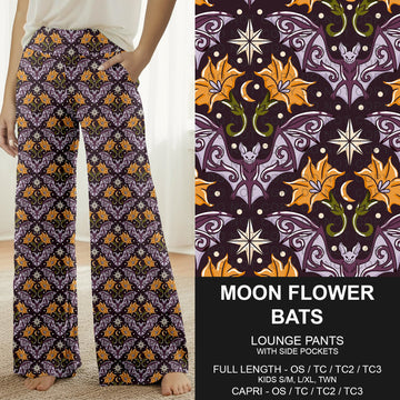 B307 - Preorder Moon Flower Bats Lounge Pants (Closes 8/02. ETA: early Oct.)