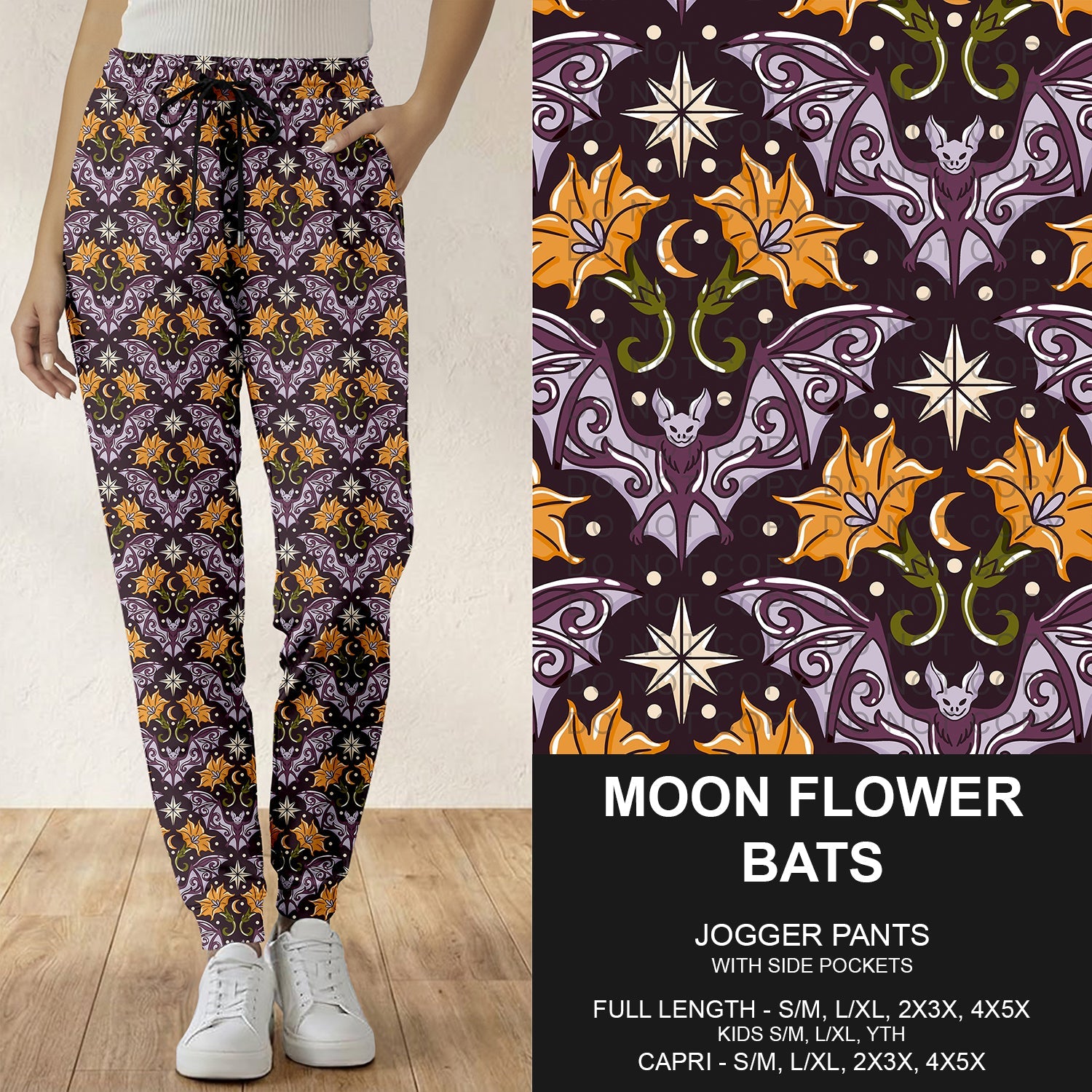 B307 - Preorder Moon Flower Bats Joggers (Closes 8/02. ETA: early Oct.)