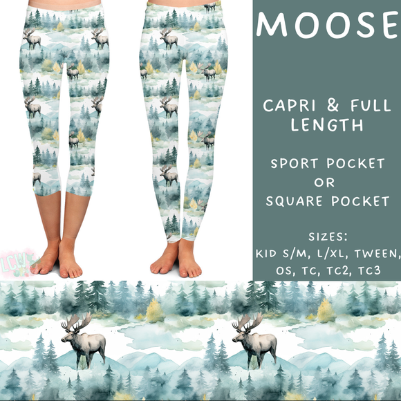 Ready to Ship - Moose Capri Length Leggings - TC2 Square Pockets