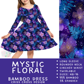 Ready to Ship - Mystic Floral Long Sleeve Criss-Cross Bamboo Dress - 12