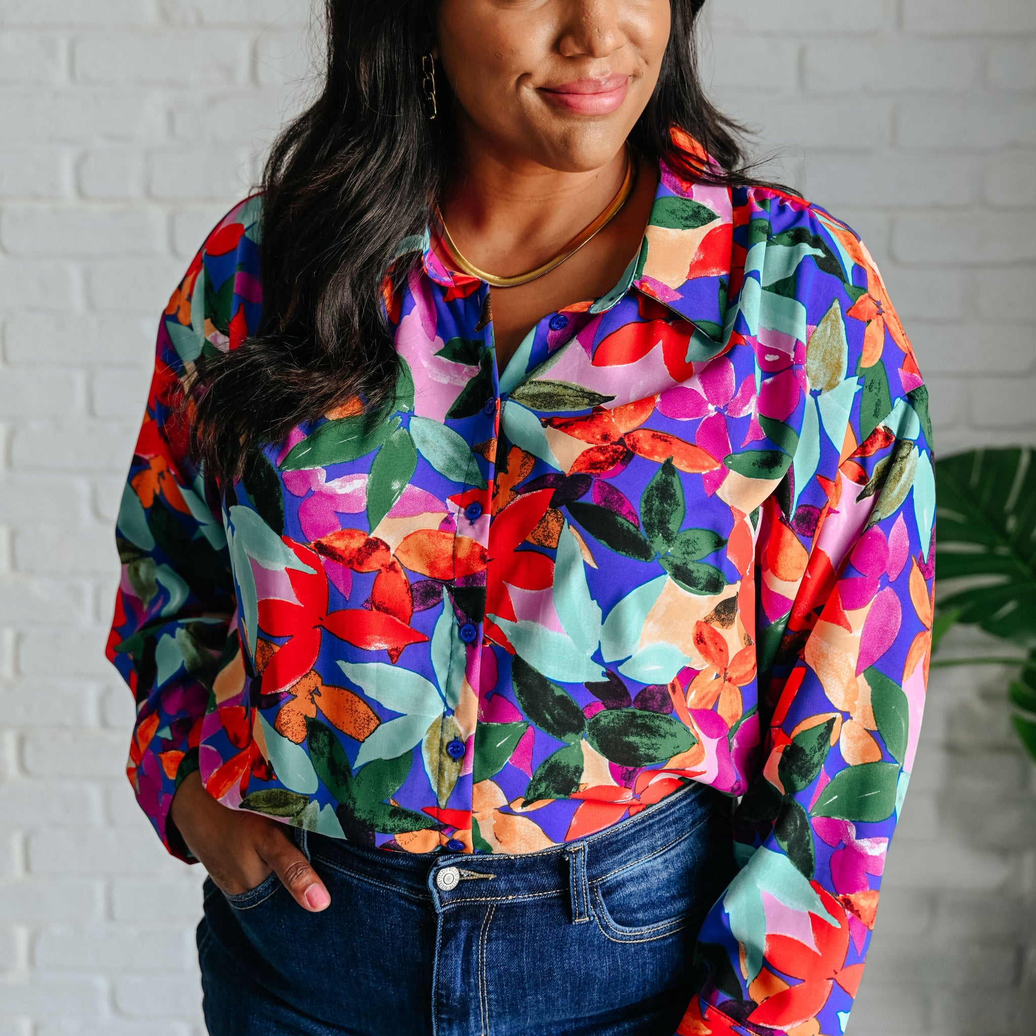 Make Like a Tree and Leaf Button Up Blouse