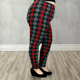 Sweater Argyle Print Christmas Soft Leggings