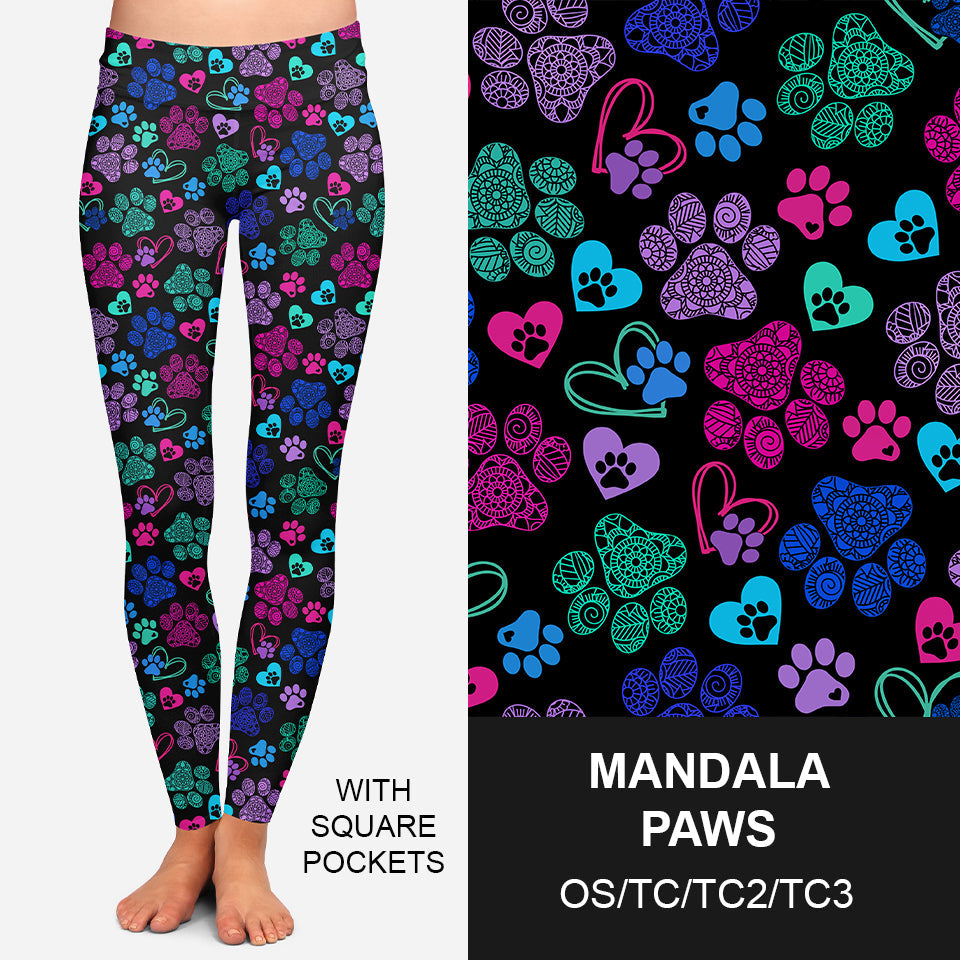 RTS - Mandala Paws Leggings w/ Pockets