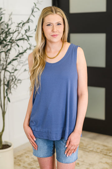 Mellow Muse Relaxed Knit Tank in Navy