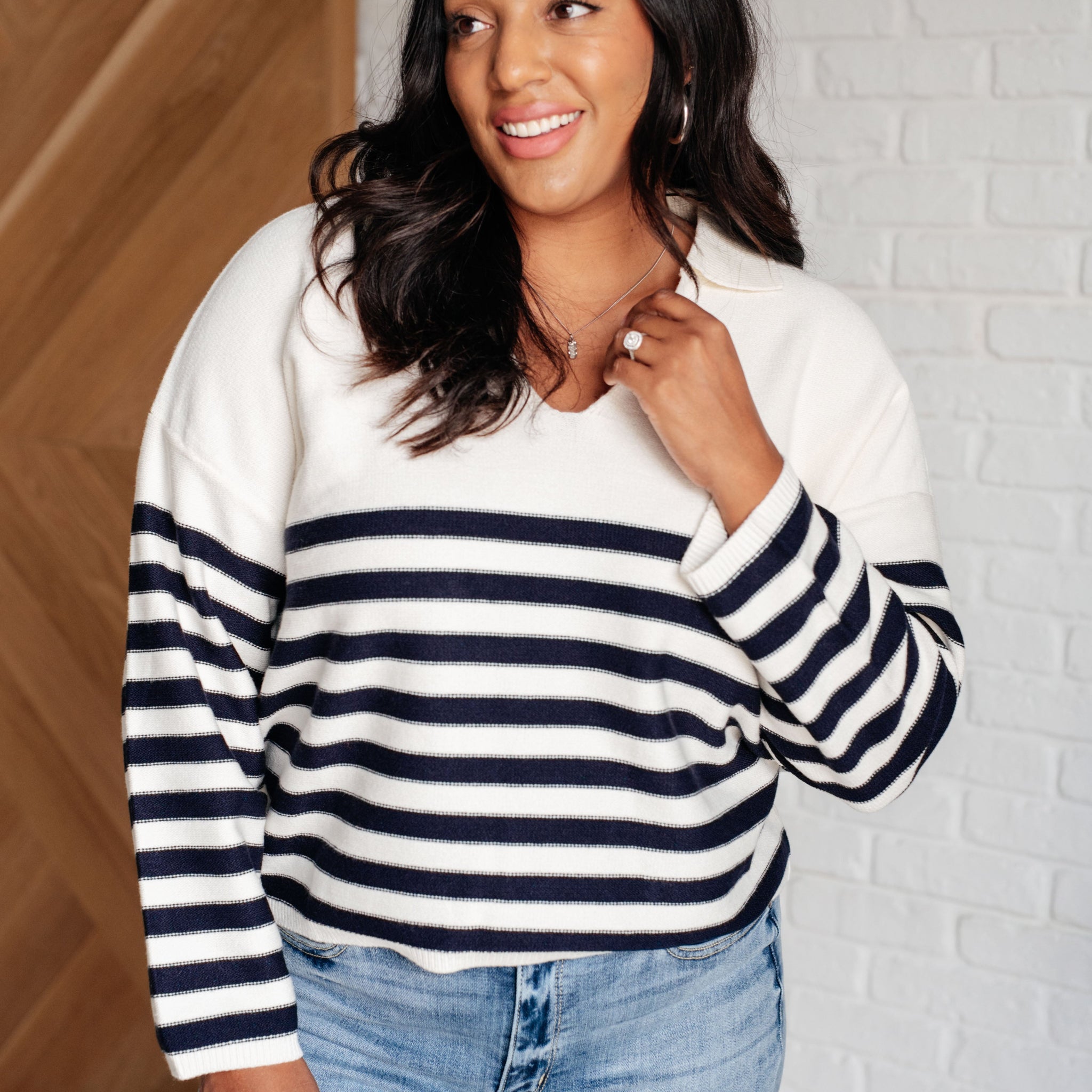 Memorable Moments Striped Sweater in White