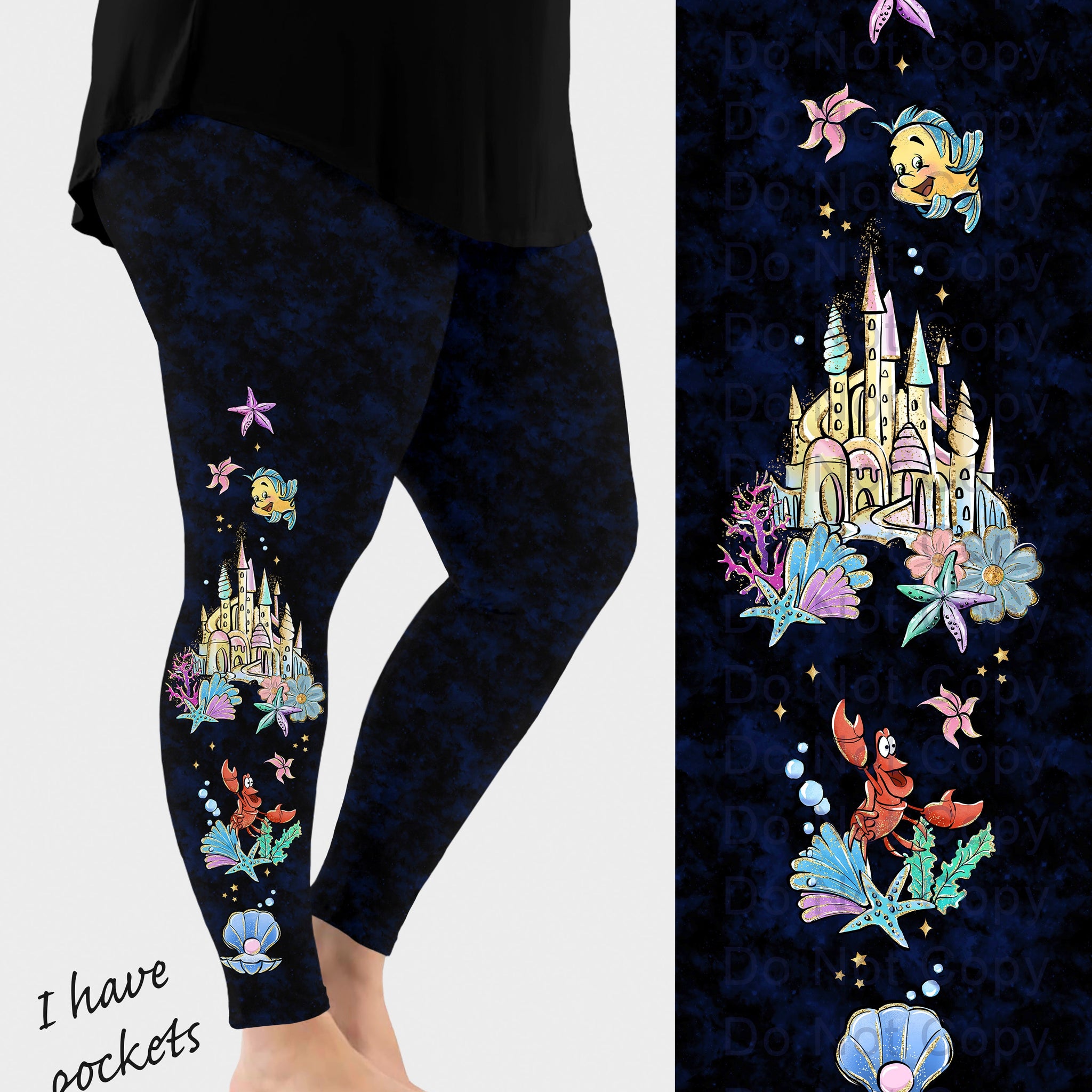 RTS - Mermaid Side Design Leggings w/ Pockets