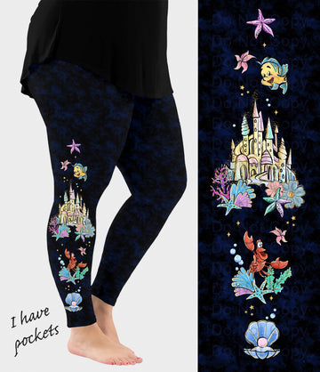 RTS - Mermaid Side Design Leggings w/ Pockets