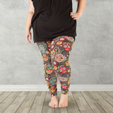 Earth Tone Sugar Skull Leggings - Buttery Soft Stretch for All-Day Wear - Classic Comfort Fit