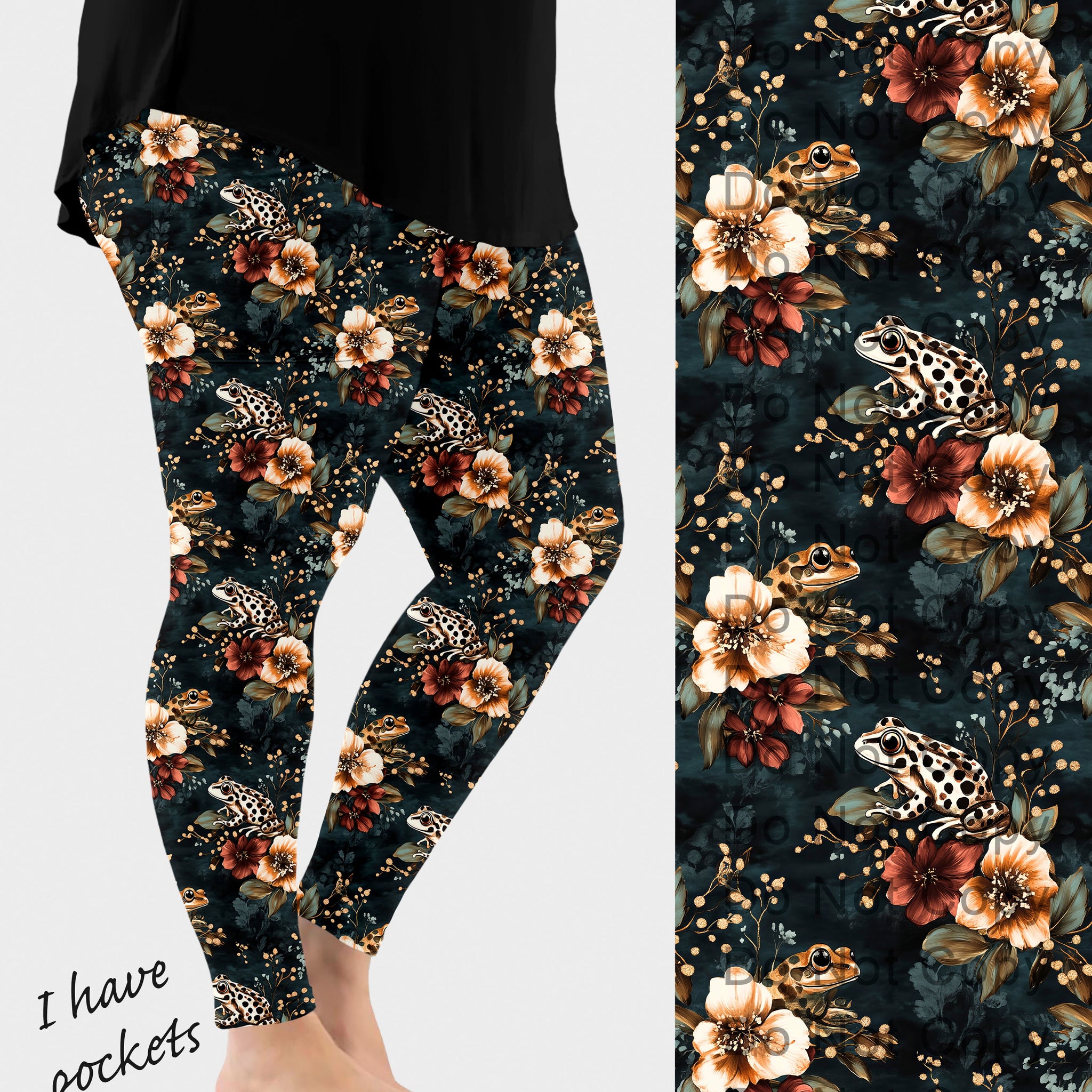 RTS - Midnight Frogs Leggings w/ Pockets