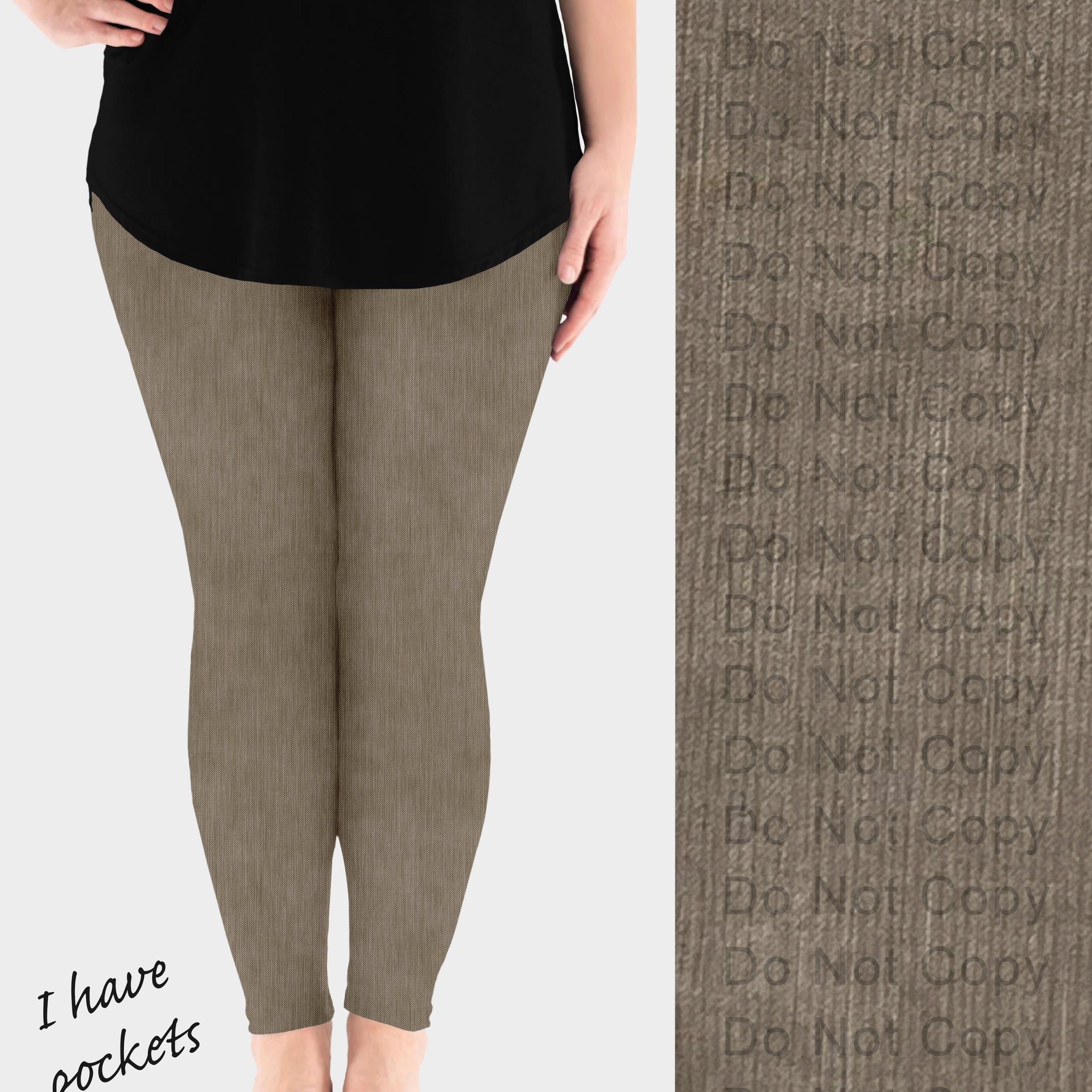 RTS - Mocha Faux Denim Leggings w/ Pockets